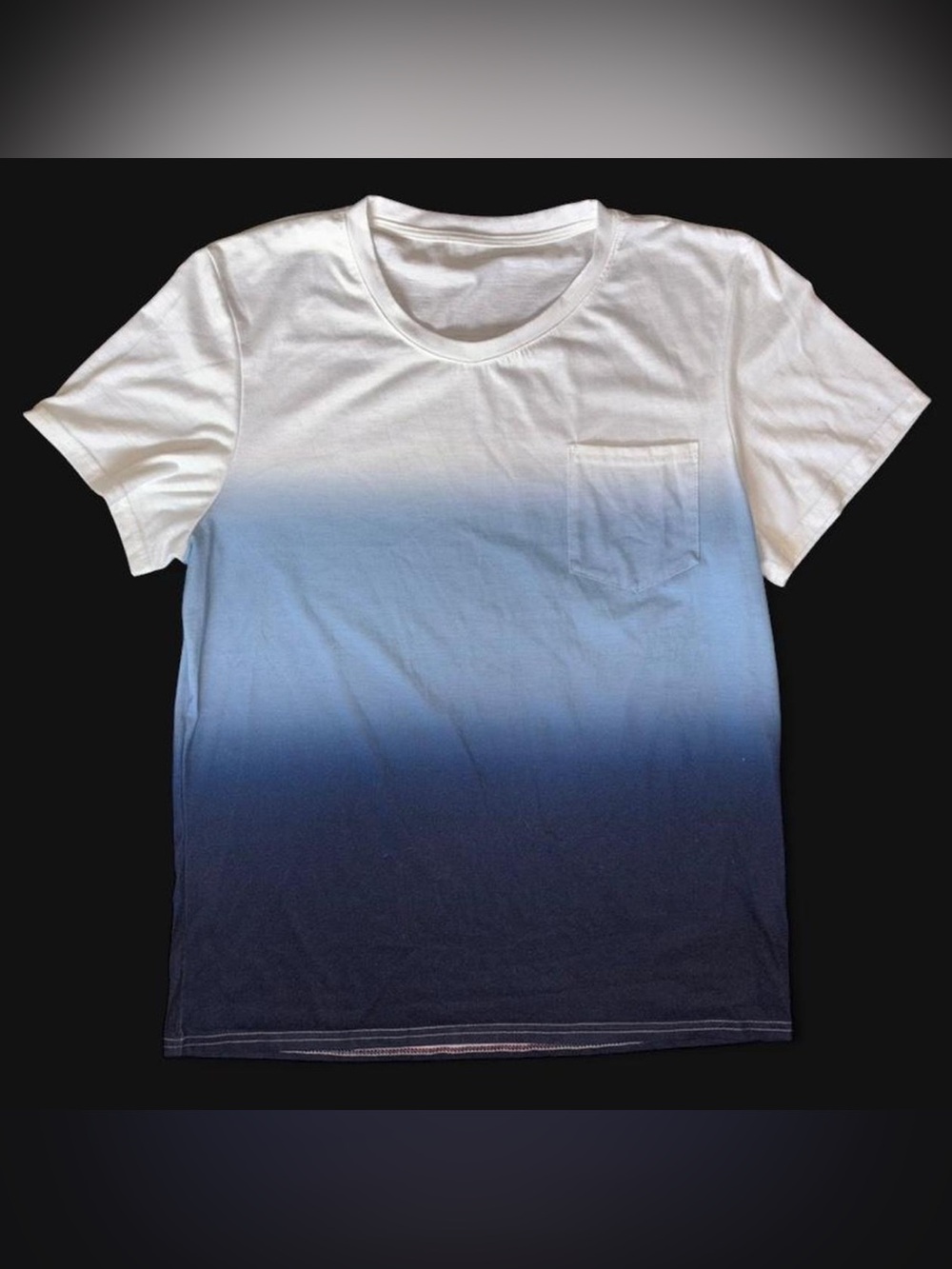 Men's Ombre Crew Neck Pocket T-Shirt - White to Navy